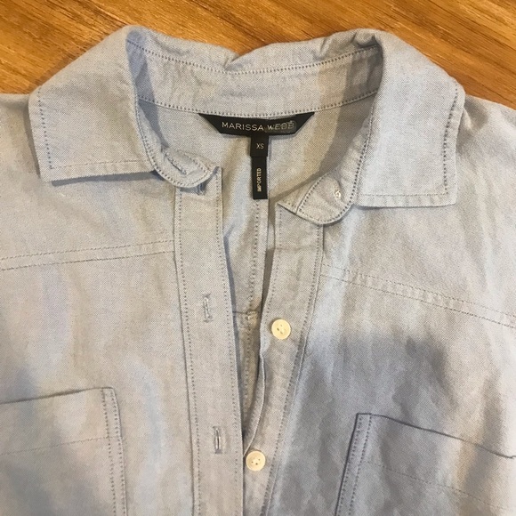 Light Blue Tie Back Button Up Shirt Dress - Picture 4 of 6